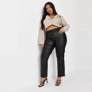 image of Missguided Plus Coated Dad Jean - Black