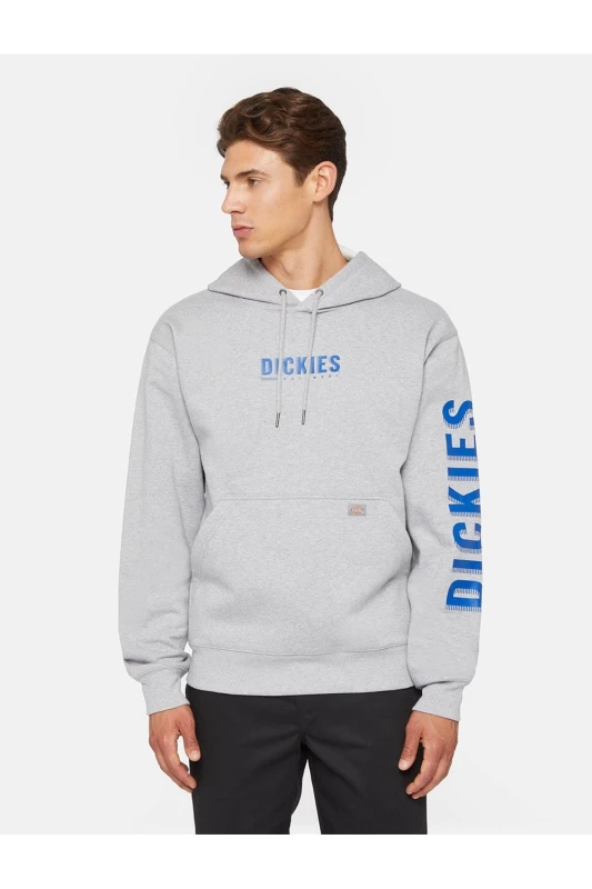 Image of Dickies Mens Dickies Graphic Pullover Fleece Hoodie S - Chest 34-36' heather grey DIC052-GREY-S