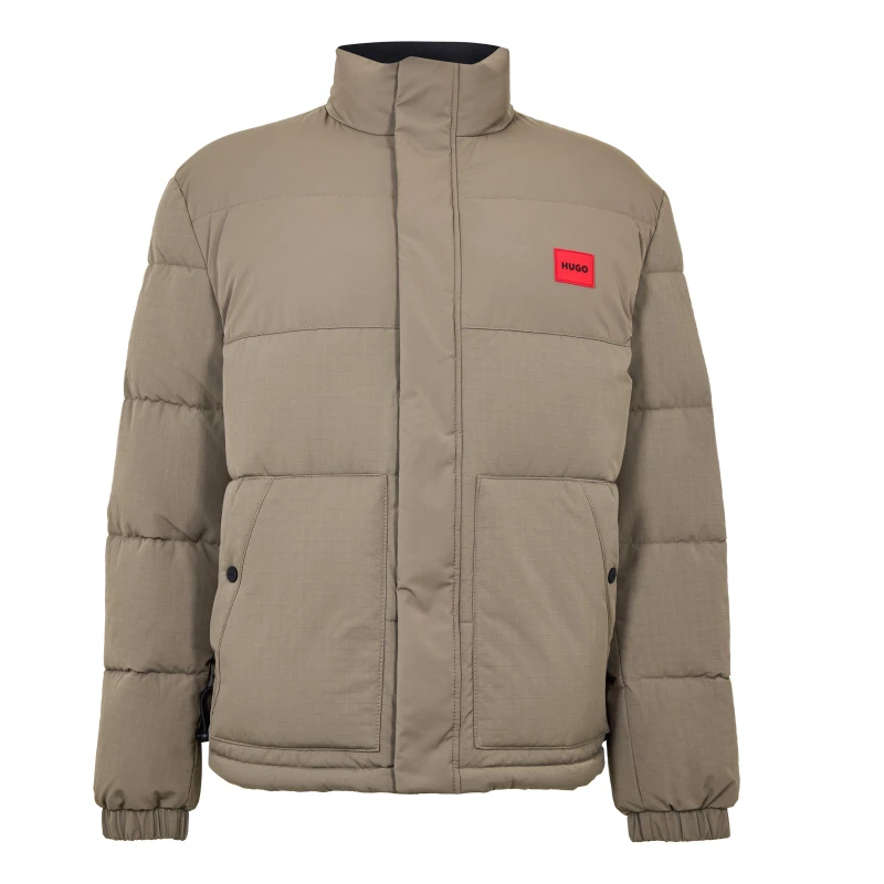 Image of Hugo Mens Red Short Puffer Jacket Medium Grey male XL