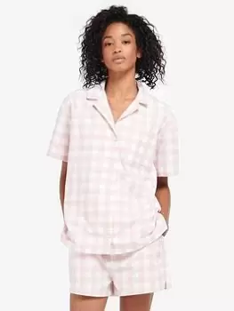 Image of Barbour Etta Check Short Pyjama Set - Pink, Size XS, Women
