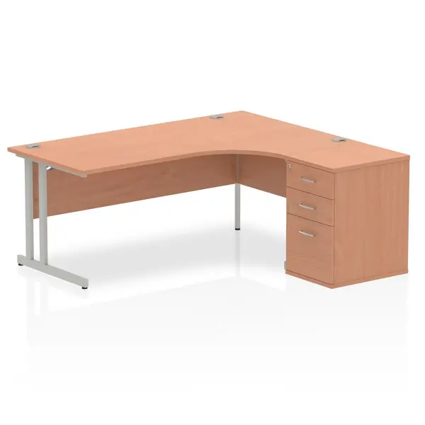 Image of Impulse 1800 Right Hand Cantilever Workstation 600 Pedestal Bundle Walnut