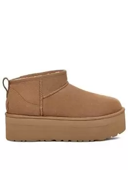 Image of UGG Classic Ultra Mini Platform Ankle Boots - Chestnut, Size 5, Women