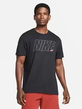 Image of Nike Train 6/1 Block Logo Dri-Fit T-Shirt - Black/Red