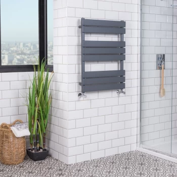 Juva 800 x 600mm Sand Grey Flat Panel Heated Towel Rail -