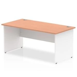Image of Trexus Desk Rectangle Panel End 1600x800mm Beech Top White Panels Ref