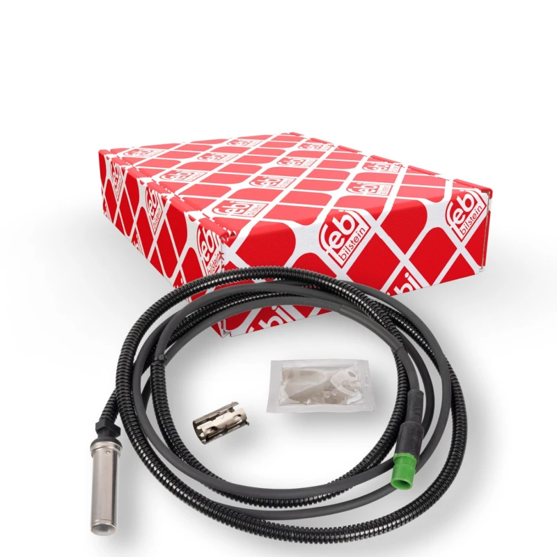 Image of FEBI BILSTEIN 170639 ABS Sensor Rear Axle Left, with bush Sensor,wheel speed (412)
