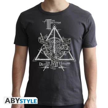 Image of Harry Potter - Deathly Hallows Mens Large T-Shirt - Grey