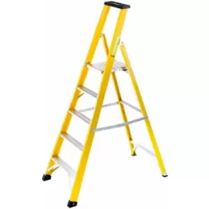 image of 1.2m FIBREGLASS Platform Step Ladders 5 Tread Professional Lightweight Steps