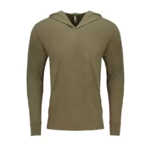 image of Next Level Adults Unisex Tri-Blend Long Sleeve T-Shirt Hoodie (S) (Military Green)