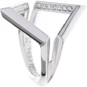 image of Ladies Karen Millen PVD Silver Plated Angle Crystal Ring Small