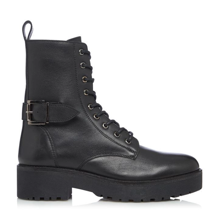 image of Bertie Black Leather 'Paprika' Platform Biker Boots - 4