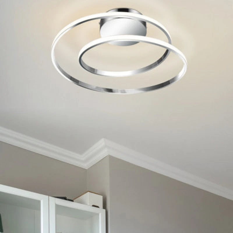 Image of Cosylyte Alston Double Ring Integrated Led, Modern Ceiling Flush Light - Chrome