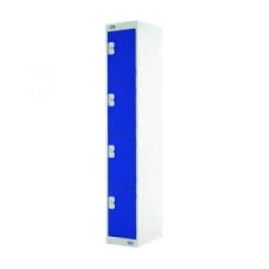 Image of Four Compartment Locker D300mm Blue Door (Dimensions: H1800 x D300 x W300mm) MC00019
