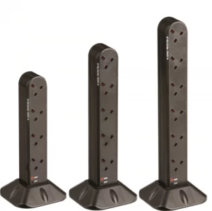 Image of KnightsBridge Surge Protected UK Extension Socket Tower Black - 10 Gang
