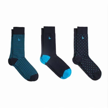 image of Jack Wills Alandale Multipack Patterned Socks 3 Pack - Blue