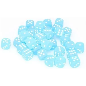 image of Chessex 12mm d6 Dice Block: Frosted Caribbean Blue/white