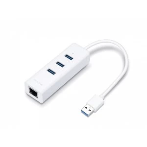 image of TP-LINK UE330 USB 3.0 (3.1 Gen 1) Type-A 1000Mbit/s White interface hub