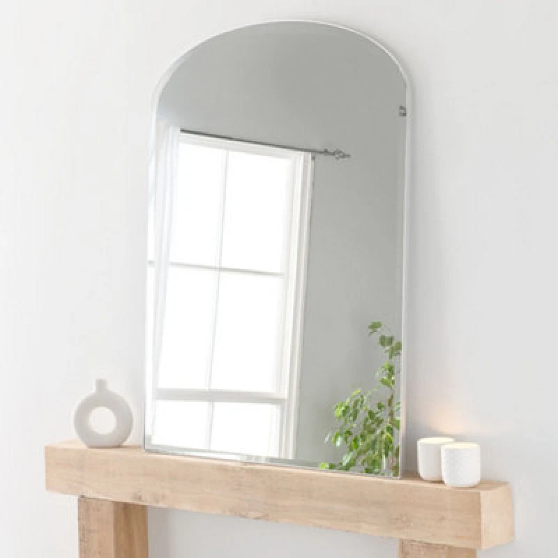 Image of Yearn Mirrors Yearn Mirrors Yearn Simplicity Mantle Mirror Bevelled 92(w) x 121cm(h) Silver in Metallic Silver Metallic Silver One Size Unisex 0756406