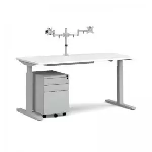 Image of Elev8 Mono straight sit-stand desk 1600mm - silver frame and white top
