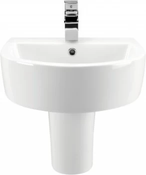 Image of Wickes Style Ceramic Basin with Semi Pedestal - 500mm