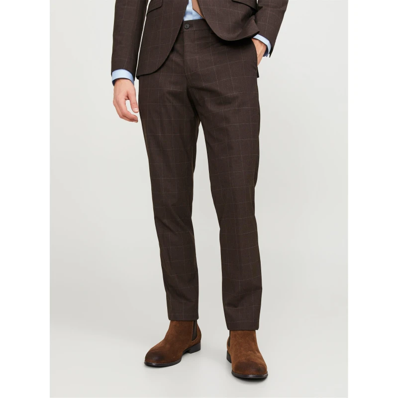 Image of Jack and Jones Checkered Smart Trouser - Brown Brown 46 R