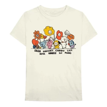 image of BT21 - Hippie Flowers Unisex Medium T-Shirt - White