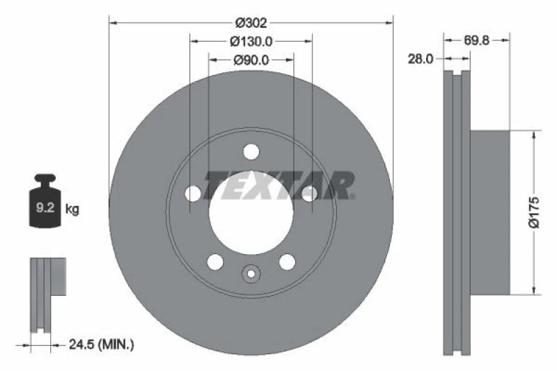 Image of Brake disc TEXTAR 92228603