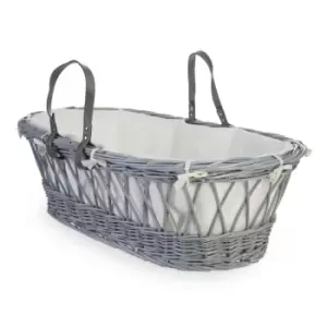Image of Clair de Lune Baby Love Grey Wicker Moses Basket - White