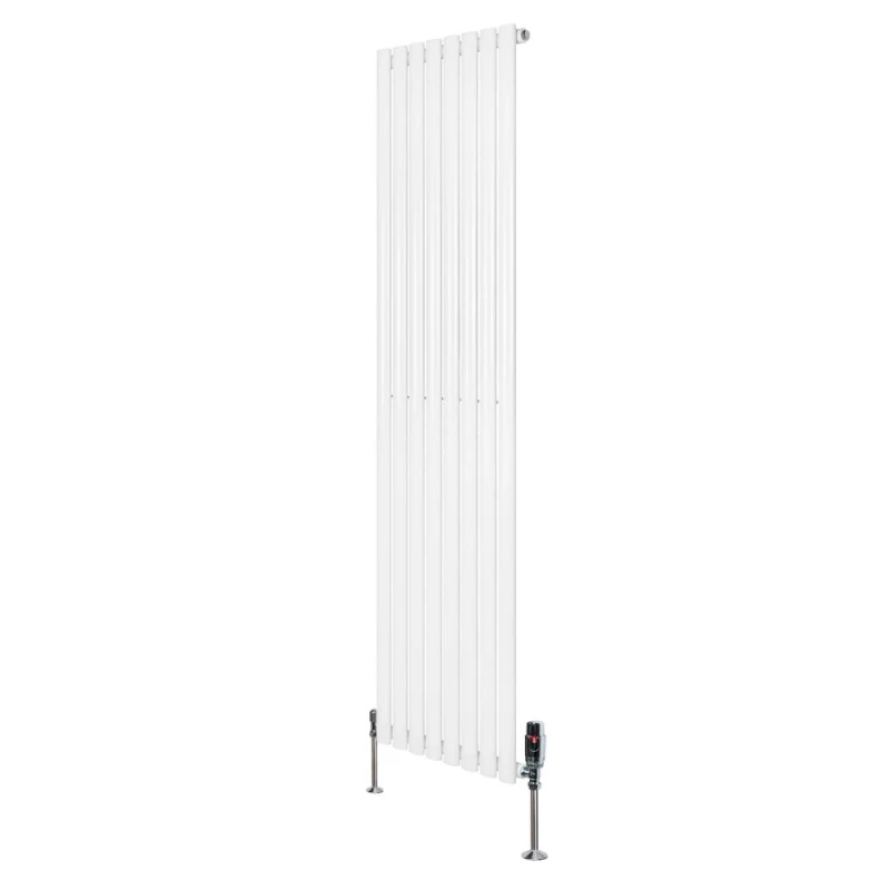 Image of Monstershop Oval Single Column Radiator & Valves - 1800mm x 480mm - White White Unisex