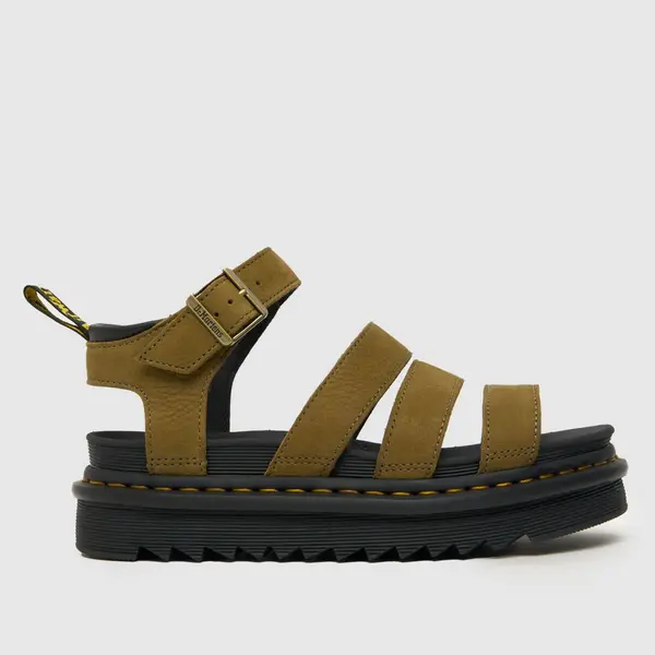 Image of Dr Martens Muted Olive Tumbled Nubuck Blaire Strap Sandal Olive Female 3 204001UK