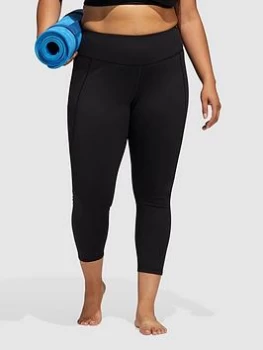 Image of Adidas Studio Yoga 7/8 Legging - Plus Size, Black, Size 1X, Women