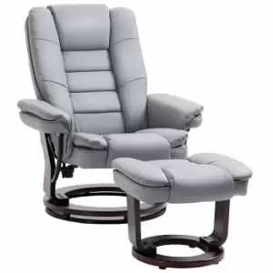 Image of Homcom Swivel Manual Recliner And Footrest Set PU Faux Lounge Chair Grey