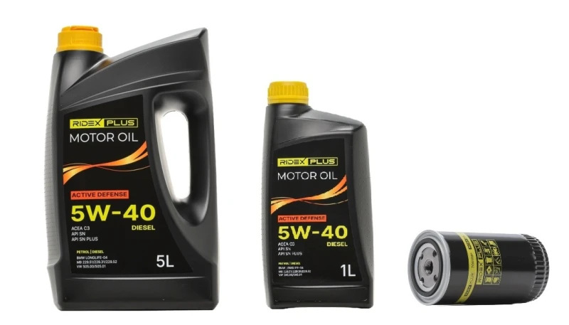 Image of RIDEX PLUS 100908O0091P Oil change kit (oil filter + engine oil) Oil change kit (oil filter + engine oil) (100908)