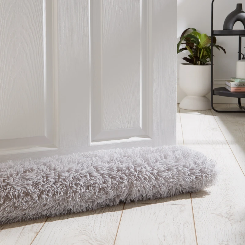 Image of Catherine Lansfield Cuddly Faux Fur 90cm x 20cm Draught Excluder Silver