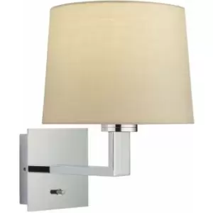 image of Loops - Wall Light & Shade Chrome Plate & Taupe Fabric 60W E27 Living Room e10492