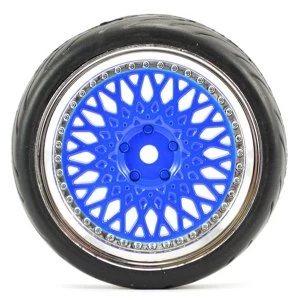 Image of Fastrax 1/10 Street/Tread Tyre Classic Blue/Chrome Wheel