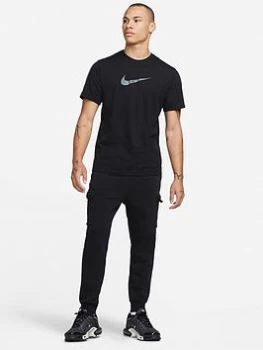Image of Nike NSW Repeat Fleece Cargo Pants - Black/White, Size L, Men