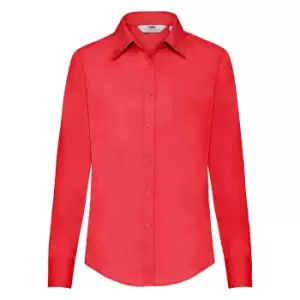 Image of Fruit Of The Loom Ladies Lady-Fit Long Sleeve Poplin Shirt (3XL) (Red)