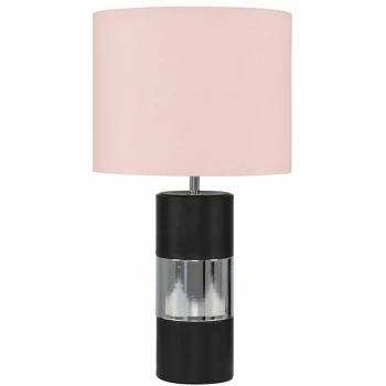 Image of Cylinder Touch Table Lamp with Small Drum Lamp Shade - Pink