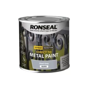 Image of Ronseal Direct to Metal Paint Steel Grey Gloss 250ml