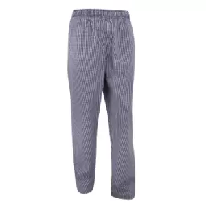 Image of Dennys Unisex Blue/White Check Fully Elasticated Trouser / Chefswear (2XL) (Navy/White)