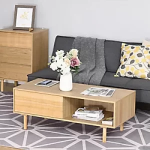 image of HOMCOM Modern Coffee Table Rectangular Sofa Desk w/ Storage Shelf TV Stand Home Office