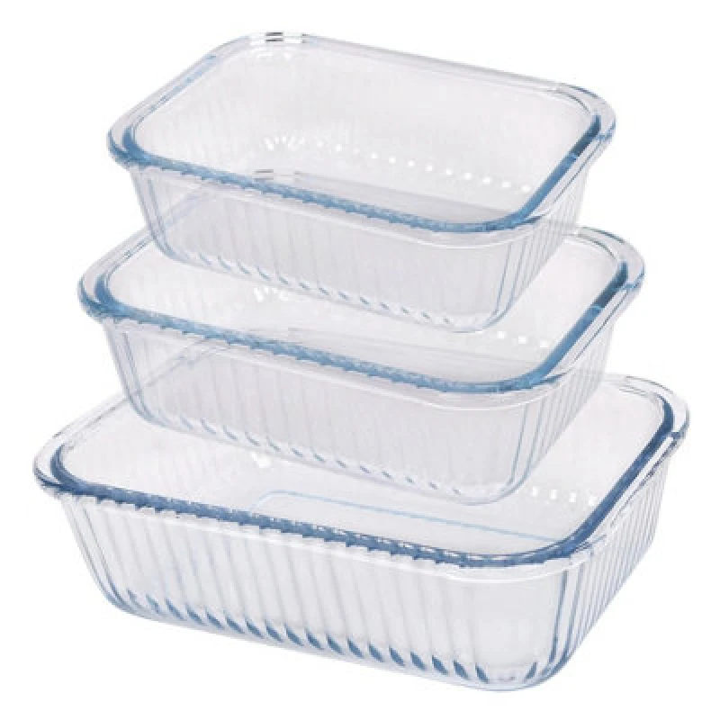 Image of Argon Tableware 3Pc Optical Rectangular Glass Cake Dish Set - 3 Sizes