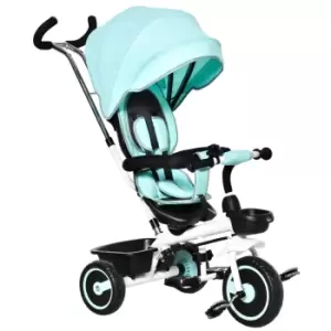 image of Homcom 6 In 1 Baby Tricycle W/ Reversible Seat Adjustable Canopy Handle Green