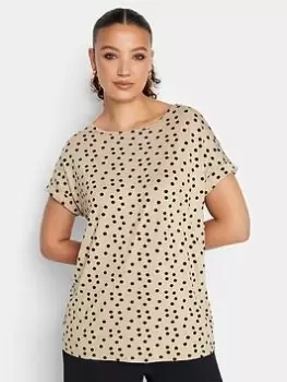 image of Long Tall Sally Natural Black Turn Back Spot Tee, Natural, Size 12, Women