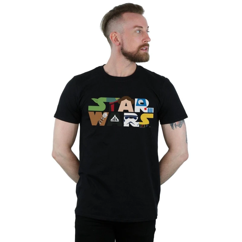 Image of Star Wars Star Wars Men Character Logo T-Shirt in Black Size: Small Black S Male 5059308831927