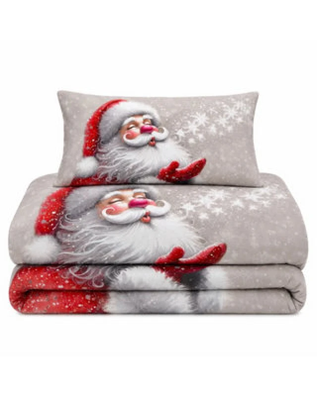 Image of Velosso Multi Festive Santa Kiss Duvet Cover And Pillowcase Set Single