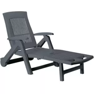 image of Sun Lounger Zircone Anthracite 195x72x101cm Plastic with Castors