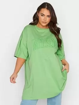 Image of Yours Oversized Tunic Placement Print - Green , Green, Size 22-24, Women