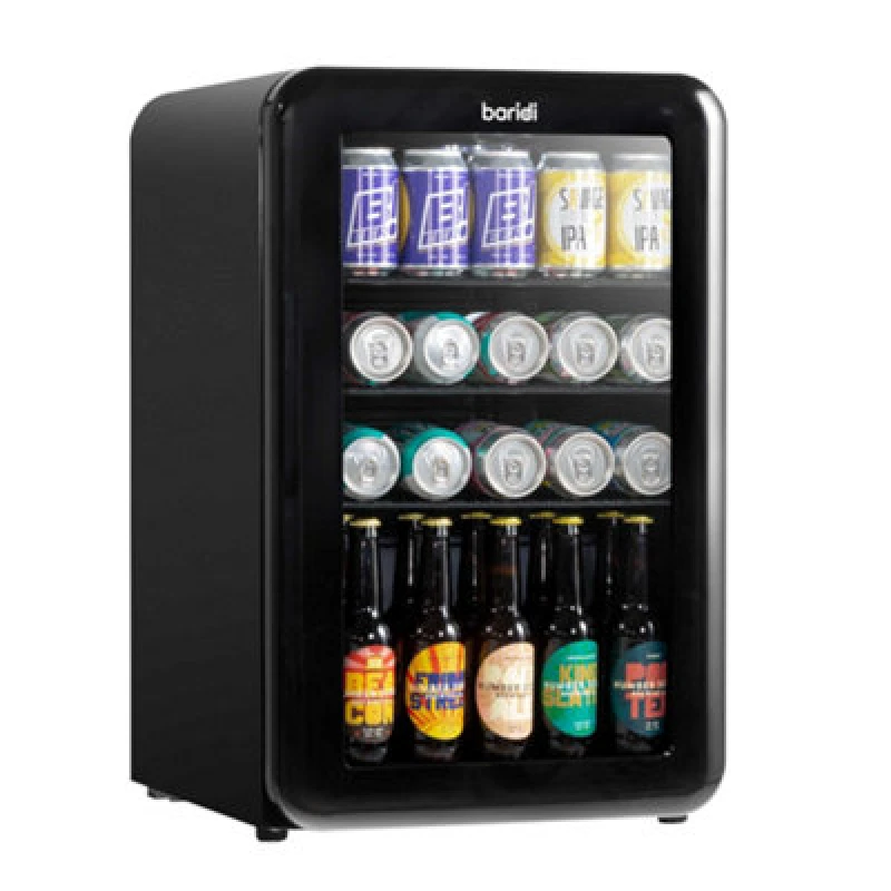 Image of Baridi 70L Drinks Cooler Fridge, Retro Style - Black - Dh222